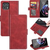 Motorola Edge 20 Lite Hoesje - MobyDefend Luxe Wallet Book Case (Sluiting Zijkant) - Rood - GSM Hoesje - Telefoonhoesje Geschikt Voor: Motorola Edge 20 Lite