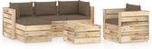 Decoways - 6-delige Loungeset met kussens groen geïmpregneerd hout