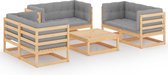 Decoways - 7-delige Loungeset met kussens massief grenenhout