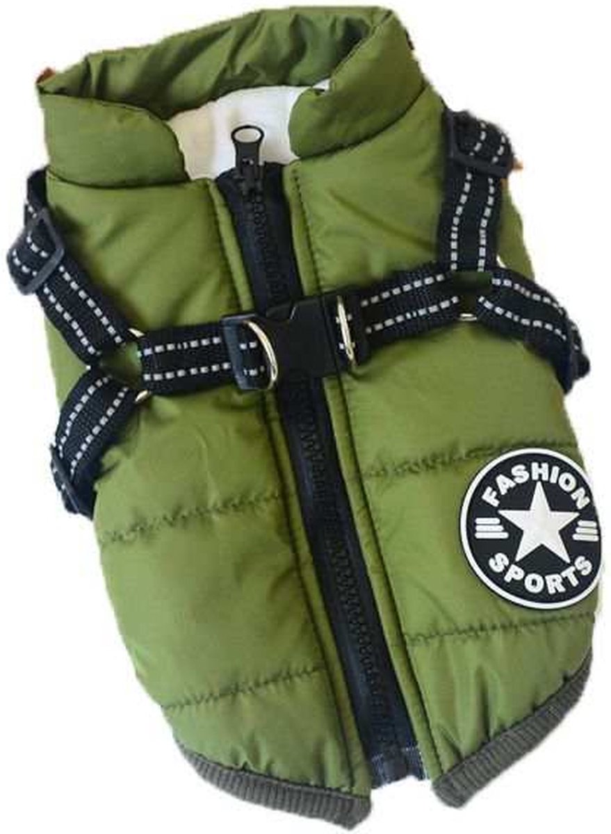 Bol.com Warme Hondenjas Army groen Maat L - Gewicht Hond 3.5-5KG - Ruglengte 29cm + Borstomvang 40cm aanbieding