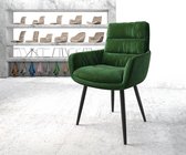 Gestoffeerde-stoel Abelia-Flex met armleuning 4-poot conisch zwart fluweel groen