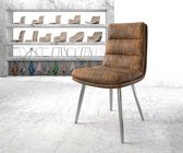 Gestoffeerde-stoel Abelia-Flex 4-poot conisch roestvrij staal bruin vintage