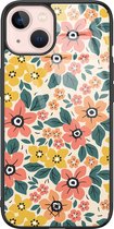 iPhone 13 hoesje glass - Blossom | Apple iPhone 13  case | Hardcase backcover zwart