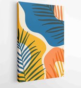 Botanische muur kunst vector set. Earth tone boho gebladerte lijntekening met abstracte vorm 2 - Moderne schilderijen – Verticaal – 1894237291 - 40-30 Vertical