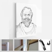 Socrates (469-399 V.CHR.) portret in de illustratie van de lijnkunst. Hij was een klassieke Griek (Atheense) - Modern Art Canvas - Verticaal - 1292243404