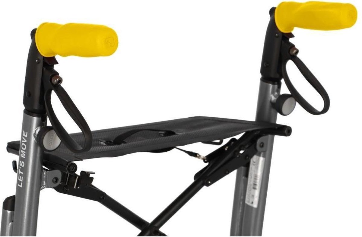 MyRollerSleeve opschuifbare ergonomische / anatomische handvatten voor rollator of rolstoel. Voorkomt pijnlijke handen met gelkussen. Personaliseerbaar: pimp rollator. Geel 21x6,5x9cm