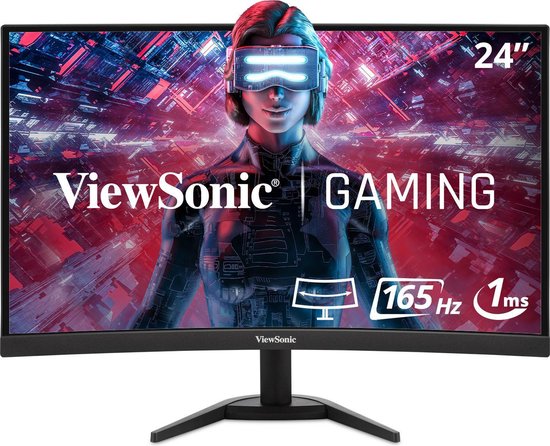 Viewsonic VX2468-PC-MHD Gaming monitor 61 cm (24 inch) Energielabel F (A - G) 1920 x 1080 Pixel Full HD 1 ms DisplayPort, HDMI, Hoofdtelefoon (3.5 mm jackplug)
