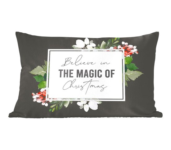 Sierkussens - Kussentjes Woonkamer - 50x30 cm - Quote - Kerst - Magie - Kerstversiering - Kerstdecoratie voor binnen - Woonkamer