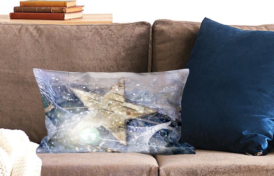 Coussins Coussins décoratifs - Coussin - Une étoile de Noël avec de la glace - 50x30 cm - Coussin en coton
