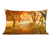 Sierkussens - Kussen - Een illustratie van een bos in de herfst - 50x30 cm - Kussen van katoen