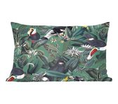 Sierkussen - Bloemen Vogel- Collage - Multicolor - 30 Cm X 50 Cm