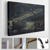 The Sinking of the Titanic de reddingsboot vaart nog steeds weg van het lichtschip op 15 april 1912, zoals afgebeeld in de Britse krant - Modern Art Canvas - Horizontaal - 238070137