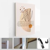 Schilderen Muur Foto's Home Room Decor. Moderne abstracte kunst botanische kunst aan de muur. Boho. Minimal Art Bloem op Geometrische Vormen Achtergrond - Modern Art Canvas - Verti