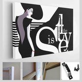 Modecitaat met vrouw in pop-artstijl - Modern Art Canvas - Verticaal - 1034342965