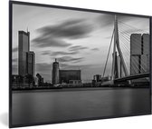 Cadre photo avec affiche Zwart Wit- Skyline de Rotterdam au coucher du soleil - noir et blanc - 30x20 cm - Cadre pour affiche