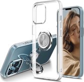 iPhone 13 Pro hoesje Transparant Luxe Backcover - hoesje iPhone 13 Pro - iPhone 13 Pro case met Metalen Ring houder - Transparant