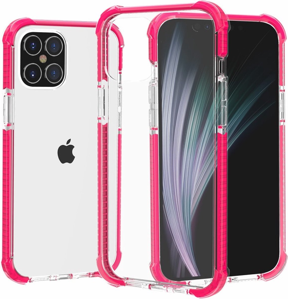 Geschikt voor iPhone 12 / iPhone 12 Pro bumper case hoesje TPU + acryl - transparant Roze
