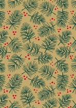 Kerstpapier Bruin Kraft Inpakpapier Kerst Pine- Breedte 40 cm - 250m lang