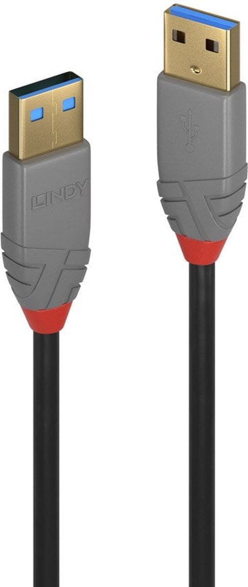 LINDY 36752 USB-kabel USB 3.2 Gen1 USB-A stekker, USB-A stekker 2.00 m Zwart