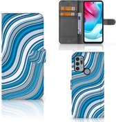 Book Case Motorola Moto G60s Hoesje Waves Blue