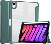 Apple iPad Mini 6 Hoes Tri-Fold Book Case Transparant/Groen