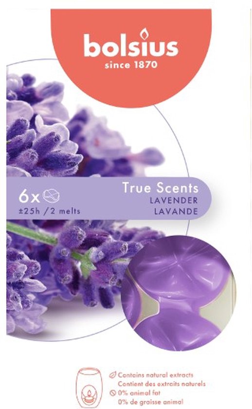 48 stuks Bolsius wax melts lavendel - lavender geur (25 uur)