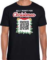 Kerst QR code kerstshirt All I want: Geen Kut kerst muziek heren zwart - Bellatio Christmas sweaters S