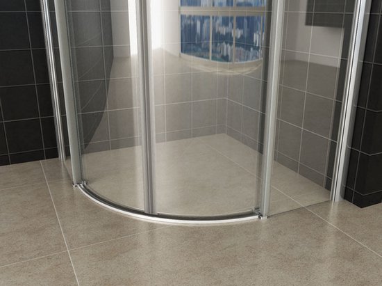 Cabine de douche Bally Bold Double porte coulissante quart de rond avec profil Chrome 90x90x200cm Verre de sécurité anti-calcaire 8mm avec revêtement NANO