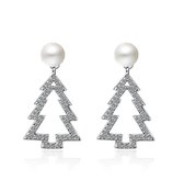 Oorbellen dames | 925 zilver | zilveren dames oorbellen | kerstoorbellen | kerstboom oorbellen | Zirkonia stenen | cadeau voor vrouw | kerstcadeau voor vrouwen | oorhangers dames |