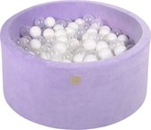 Ronde ballenbak VELVET 90x40 - Violet incl 300 ballen - Wit, Transparant | Ballenbakje.nl