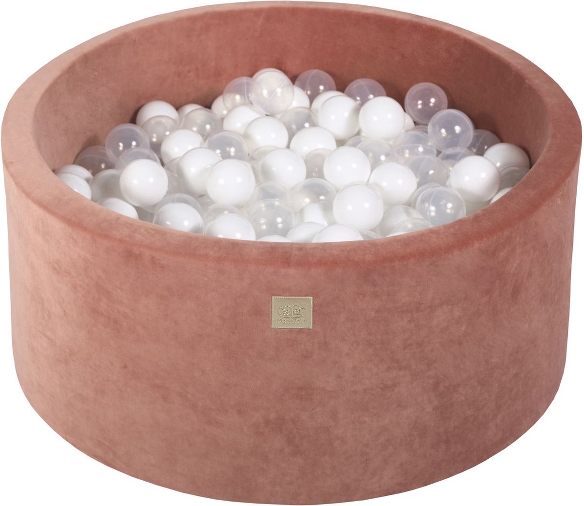 Ronde ballenbak VELVET 90x40 - Marsala Rood incl 300 ballen - Wit, Transparant | Ballenbakje.nl