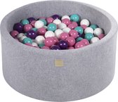 Ballenbakje.nl® Ronde ballenbak VELVET 90x40 - Licht Grijs incl 300 ballen - Turquoise, Wit, Licht Roze, Paars Pearl | Ballenbakje.nl