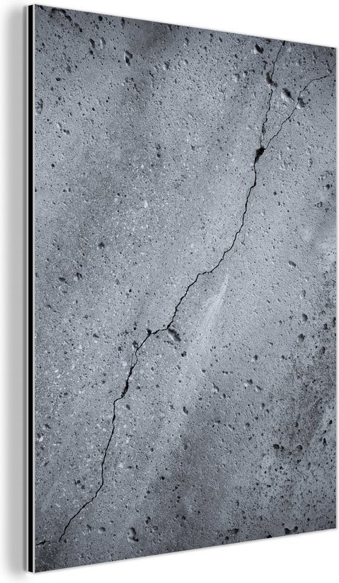 Décoration murale Métal - Peinture Aluminium Industriel - Béton - Grijs - Fissure - 90x120 cm - Dibond - Photo sur aluminium - Décoration murale industrielle - Pour le salon/chambre