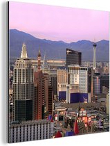 Wanddecoratie Metaal - Aluminium Schilderij Industrieel - Las Vegas - Skyline - Zonsondergang - 50x50 cm - Dibond - Foto op aluminium - Industriële muurdecoratie - Voor de woonkamer/slaapkamer