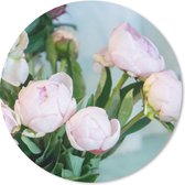 Muismat - Mousepad - Rond - Knoppen van roze pioenrozen in een vaas - 50x50 cm - Ronde muismat
