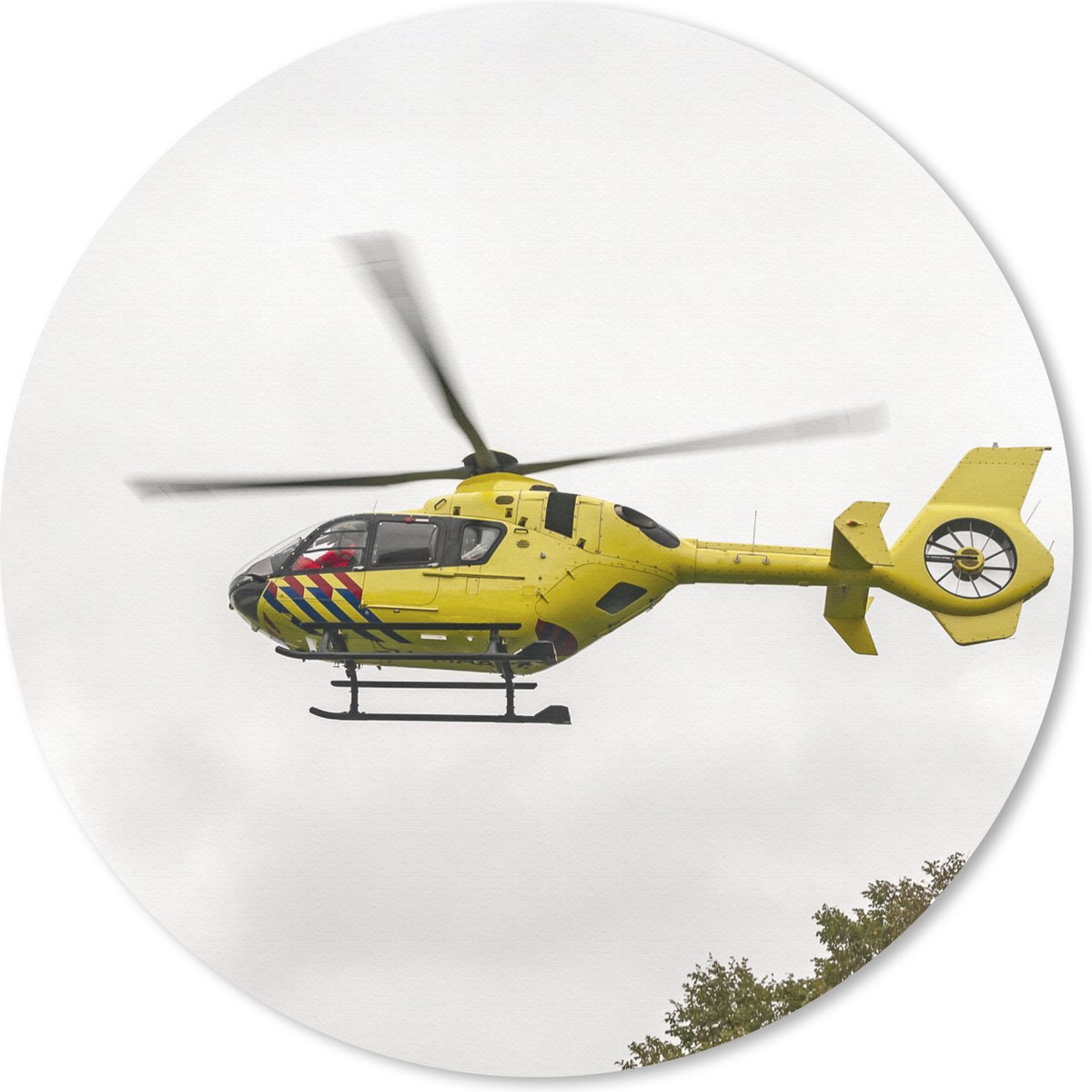 Muismat rond 50x50 cm - Mousepad Gele traumahelikopter - Ronde muismatten