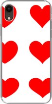 Geschikt voor iPhone XR hoesje - Een illustratie met negen rode hartjes - Siliconen Telefoonhoesje