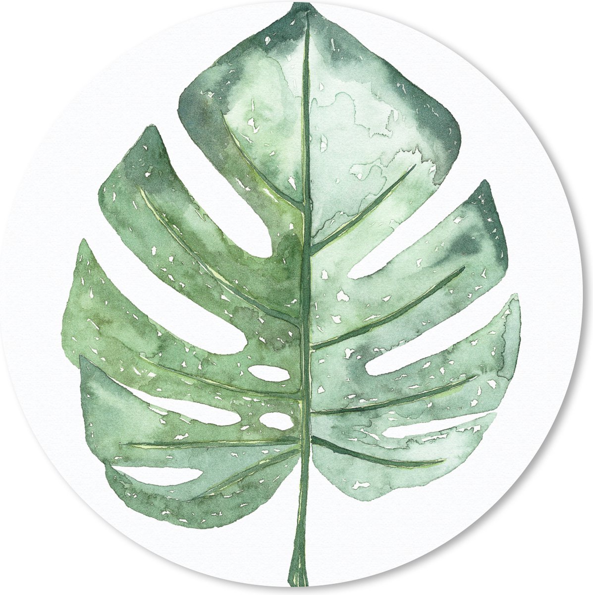 Muismat rond 50x50 cm - Mousepad Waterverf - Monstera - Blad - Ronde muismatten