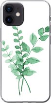 Geschikt voor iPhone 12 hoesje - Waterverf - Bladeren - Planten - Siliconen Telefoonhoesje