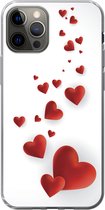 Geschikt voor iPhone 13 Pro hoesje - Een illustratie van een pad van hartjes - Siliconen Telefoonhoesje