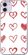 Geschikt voor iPhone 11 hoesje - Een illustratie met hartjes in verschillende vormen - Siliconen Telefoonhoesje
