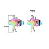 Aramat jewels ® - Regenboog zweerknopjes ballerina oorbellen chirurgisch staal 12x7mm