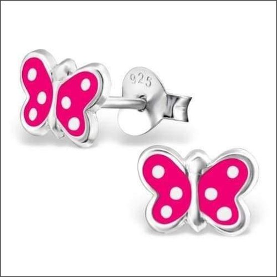 Aramat jewels ® - Kinder oorbellen vlinder gestippeld roze 925 zilver 5mm x 8mm