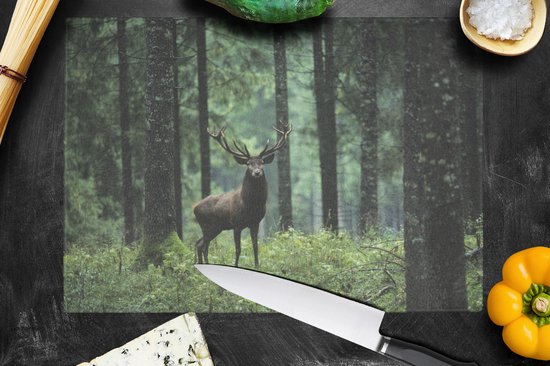Planche à découper en Verres - 39x28 - Cerf - Forêt - Nature - Planches à découper en Glas
