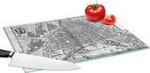 Glazen Snijplank - 39x28 - Historische Amsterdamse stadskaart - zwart wit - Snijplanken Glas