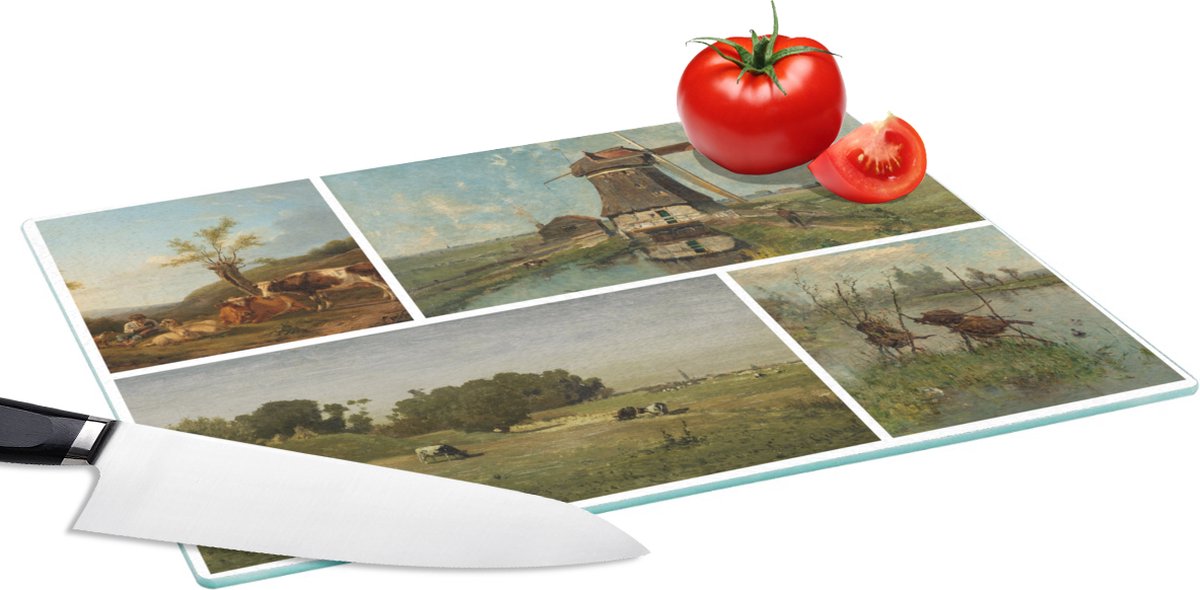 Glazen Snijplank - 39x28 - Collage - Nederland - Kunst - Snijplanken Glas