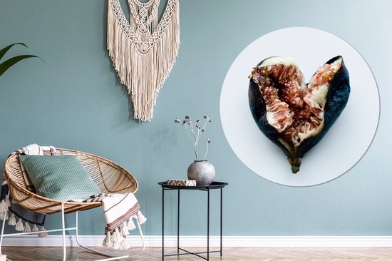 Une figue écrasée mais belle sur fond blanc en forme de coeur Assiette ronde en plastique ⌀ 150 cm XXL / Groot format!