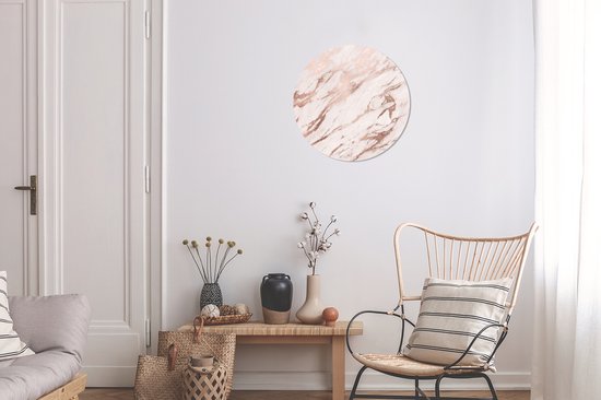 Cercle mural - Plastique - Marbre - Wit - Rose - ⌀ 30 cm