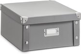 Zeller Present Opbergbox met deksel 31x26x14 cm grijs - Medium - Opvouwbaar