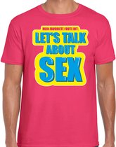 Foute party Let s talk about sex verkleed/ carnaval t-shirt roze heren - Foute hits - Foute party outfit/ kleding L